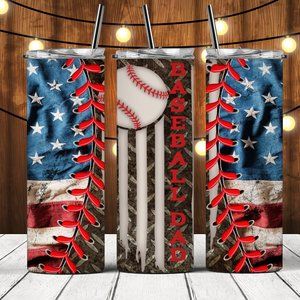 Baseball Dad - 20oz Skinny Sublimation Tumbler